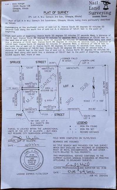 0 Tbd Spruce Street, Gillespie, IL 62033 - MLS#: 24013250